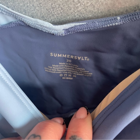 Summersalt The Perfect Wrap One Piece swimsuit in Sky & Blue Mountain colorway - Picture 5 of 7